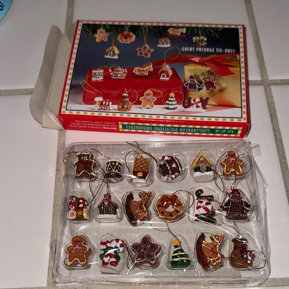 Christmas Cookie Ornament Set tiny vintage NIB 🐈‍⬛